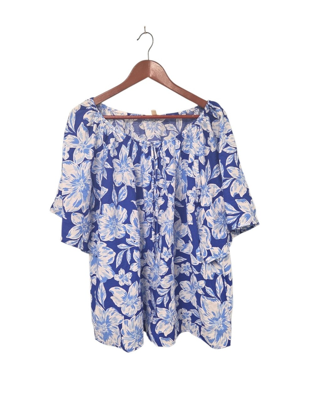 Como Blu Womens Floral Print Top Womens Size 2X Tropical Flowy Resortwear